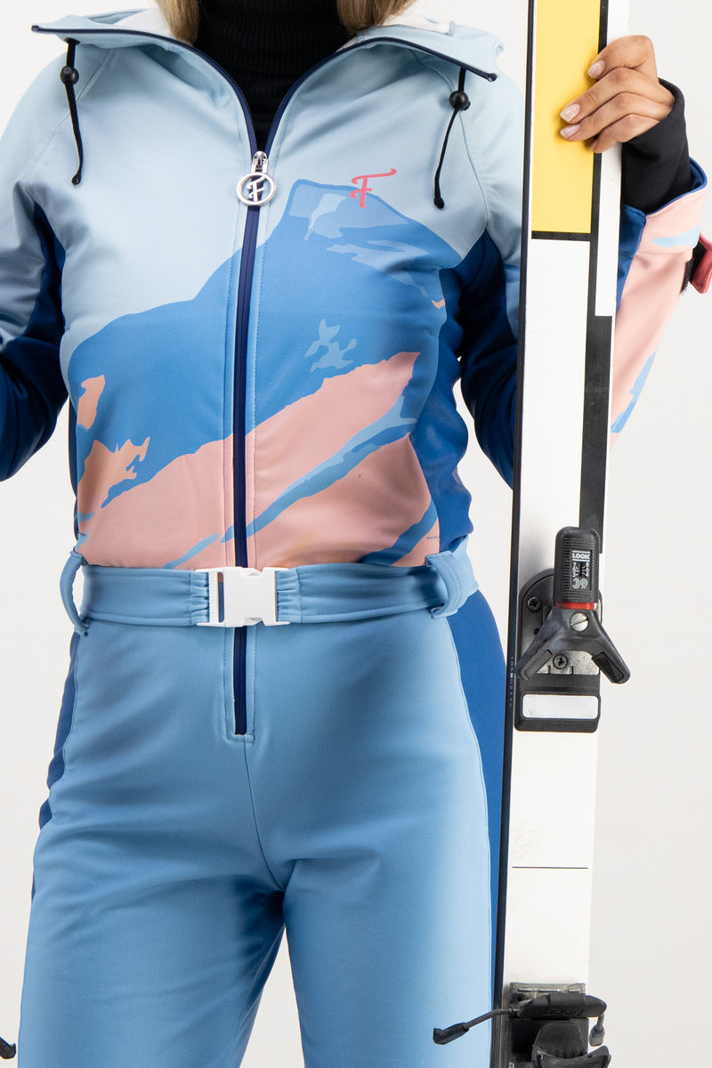 Combinaison ski rétro Fuzance Aravis détails motifs