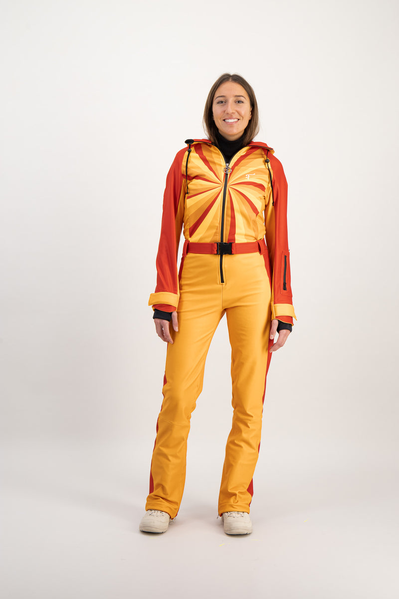 Combinaison ski rétro Fuzance Hélios rouge orange