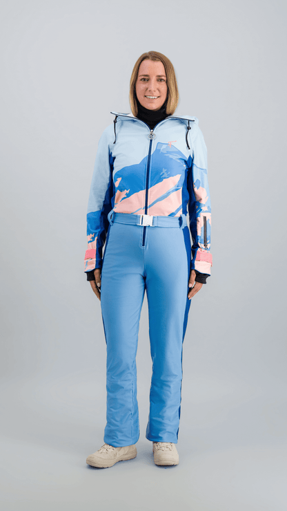 Combinaison de ski femme Aravis Fuzance, vue de face, bleu glacier