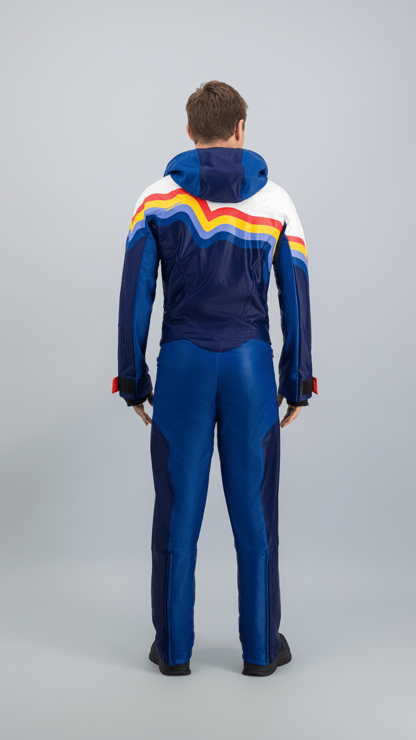 Combinaison de ski homme Slalom Graphique Fuzance, vue de dos, bandes graphiques rétro
