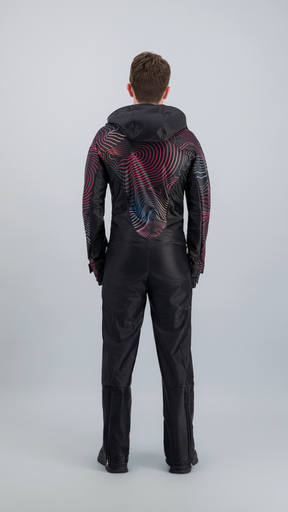Combinaison de ski homme Piste Noire Fuzance, vue de dos, noir élégant