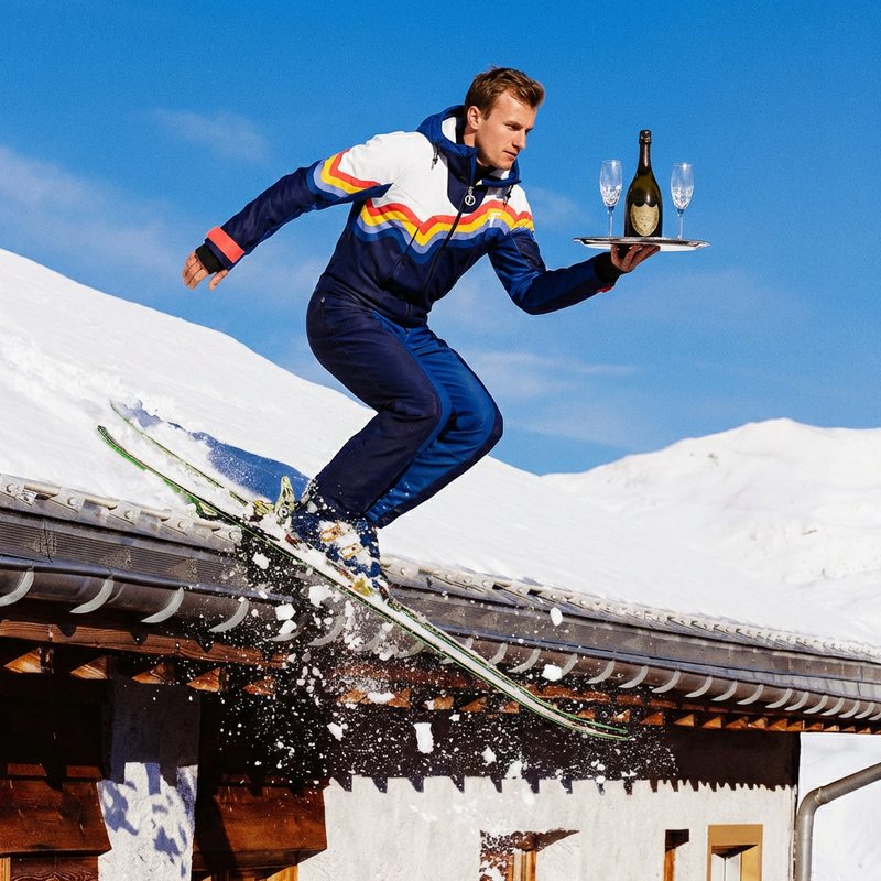 skieur en combinaison Fuzance en plein saut